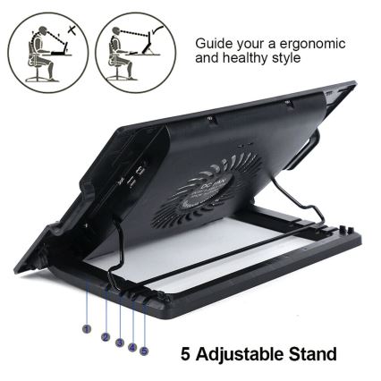 Koelsysteem voor een Laptop 1x ventilator 2xUSB zwart