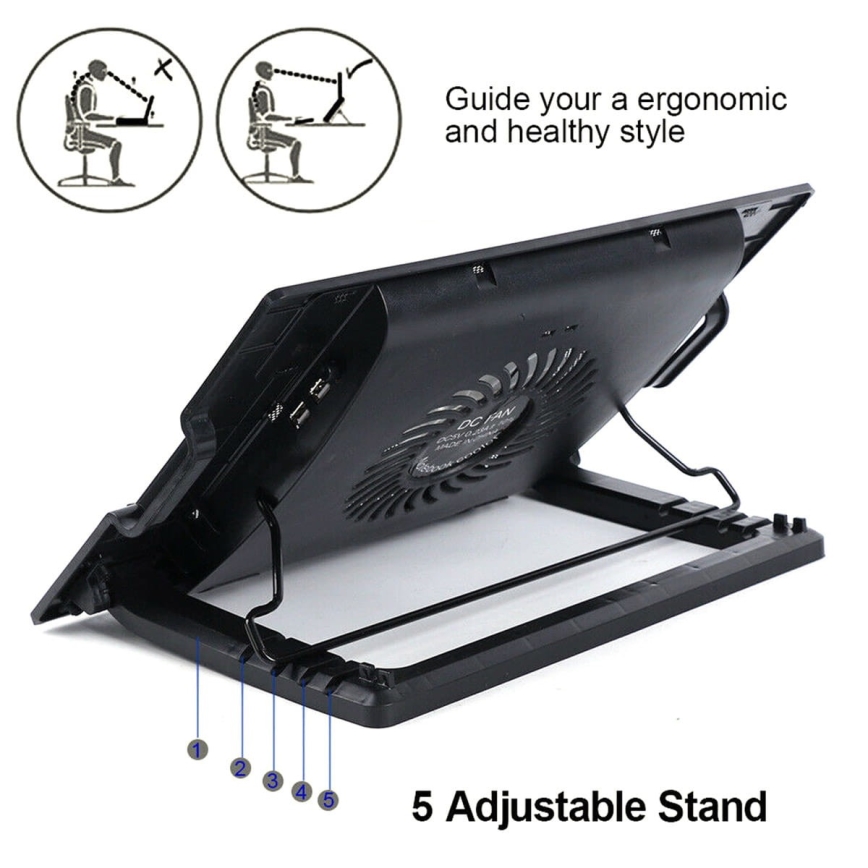 Koelsysteem voor een Laptop 1x ventilator 2xUSB zwart