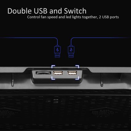 Koelsysteem voor een Laptop 5x fan 2xUSB zwart