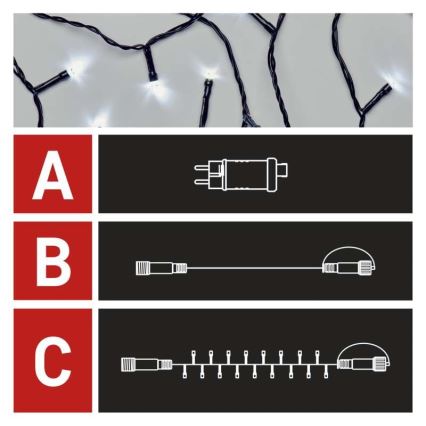 Koelwit LED Kerst buitenketting 100x LED / 15m IP44