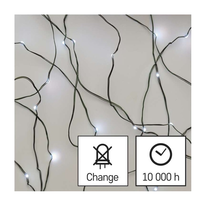 Koelwit LED Kerst buitenketting 75x LED / 12,5m IP44