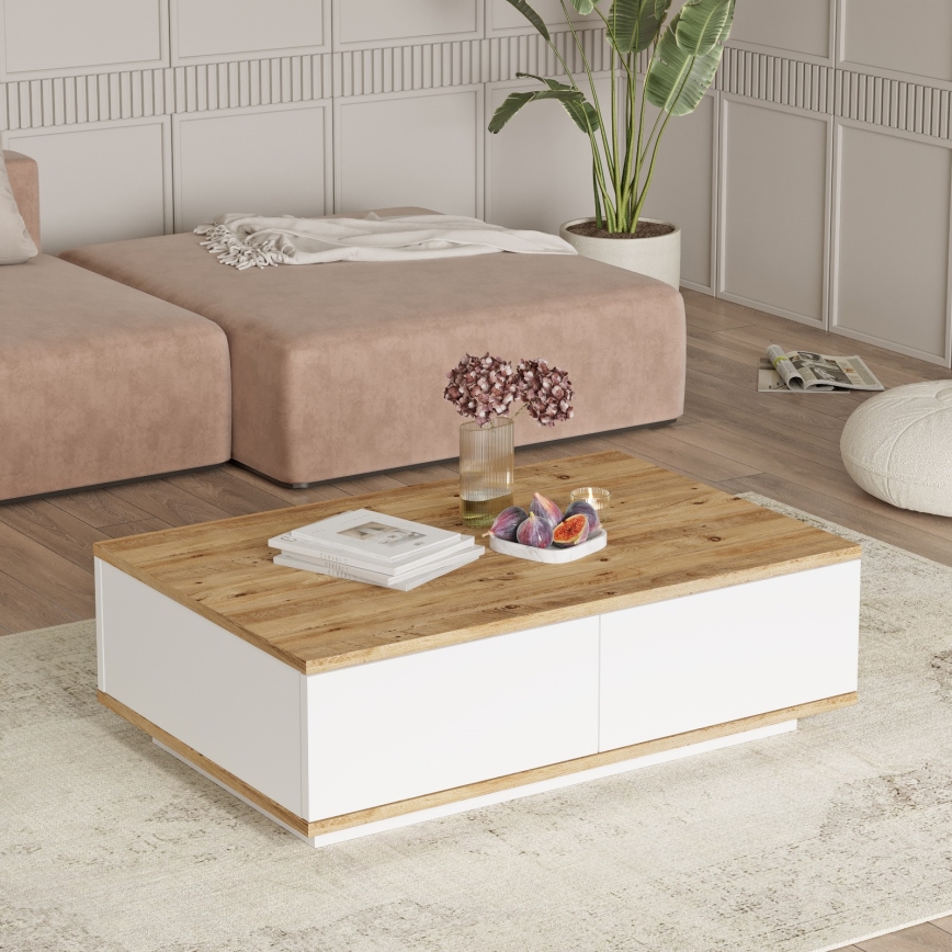 Koffie Tafel 28,6x90 cm grenen atlantic/wit