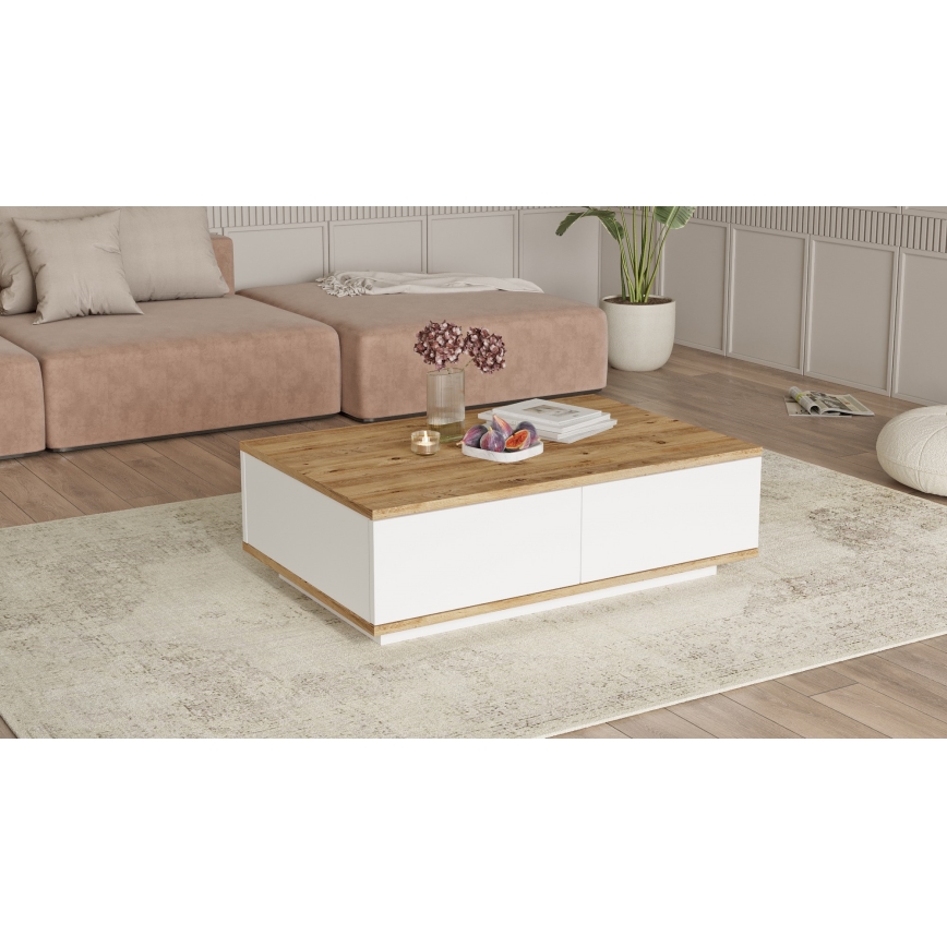 Koffie Tafel 28,6x90 cm grenen atlantic/wit