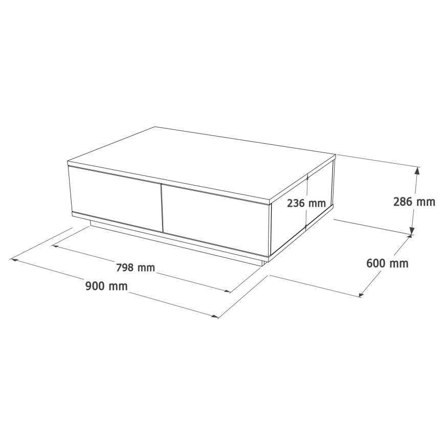 Koffie Tafel 28,6x90 cm grenen atlantic/wit