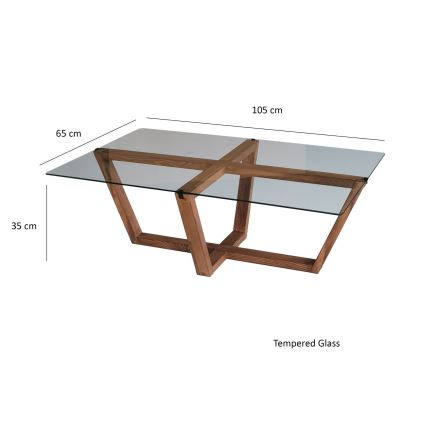 Koffie Tafel AMALFI 35x105 cm grenen/doorzichtig