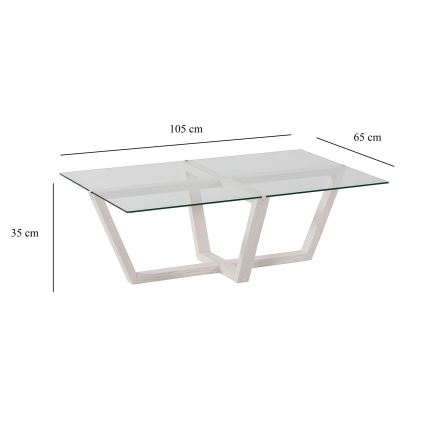 Koffie Tafel AMALFI 35x105 cm grenen/doorzichtig