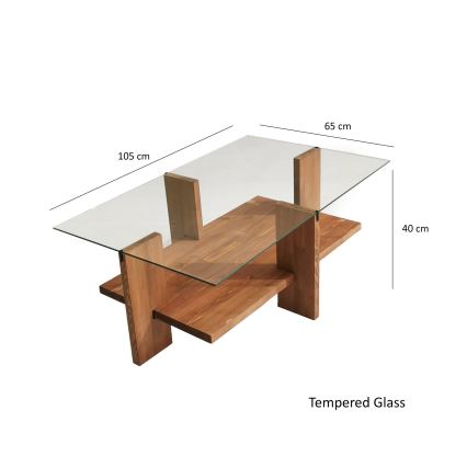 Koffie Tafel BABYLON 40x105 cm bruin/doorzichtig