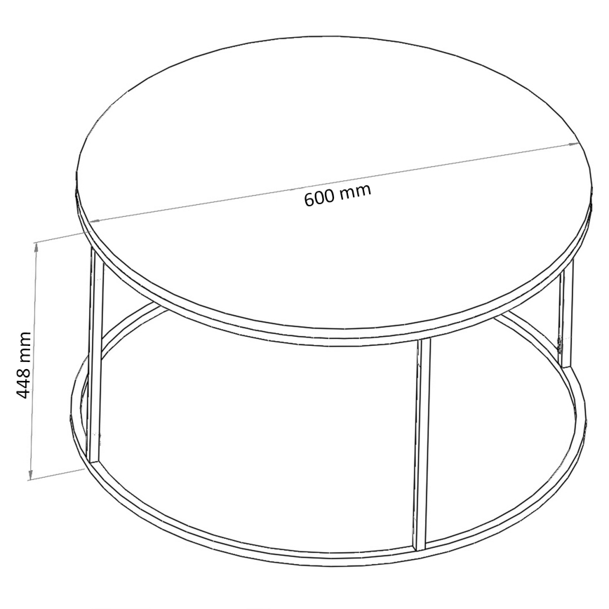 Koffie Tafel BERLIN 60x45 cm zwart/doorzichtig