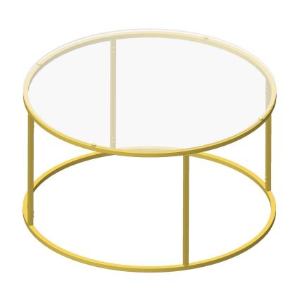 Koffie Tafel BERLIN 80x45 cm goud/doorzichtig