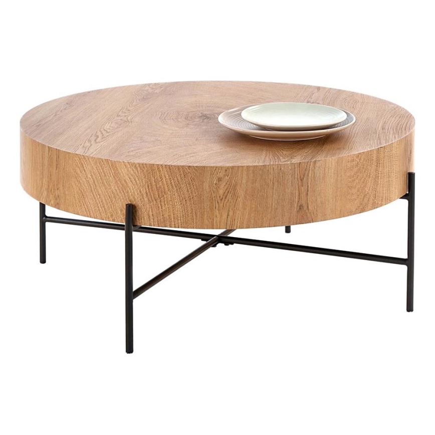 Koffie Tafel BROOKLYN 37x80 cm natuurlijk eiken/zwart