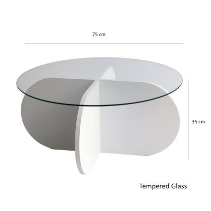 Koffie Tafel BUBBLE 35x75 cm wit/doorzichtig