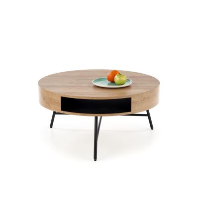 Koffie Tafel CAMILA 41x80 cm goud eiken/zwart