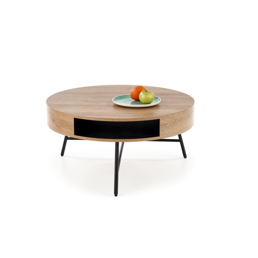 Koffie Tafel CAMILA 41x80 cm goud eiken/zwart