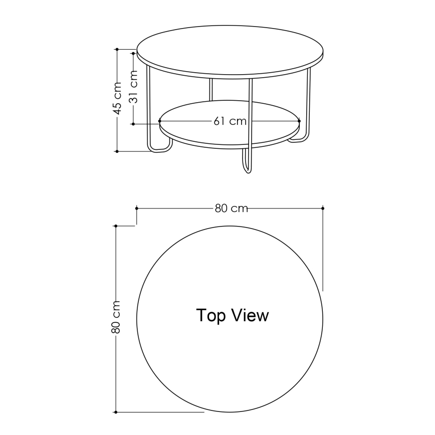 Koffie Tafel CORRO 45x80 cm wit/zwart
