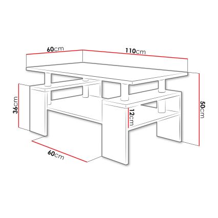 Koffie Tafel CUBE 50x110 cm eik sonoma