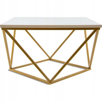 Koffie Tafel CURVED 62x62 cm goud/wit