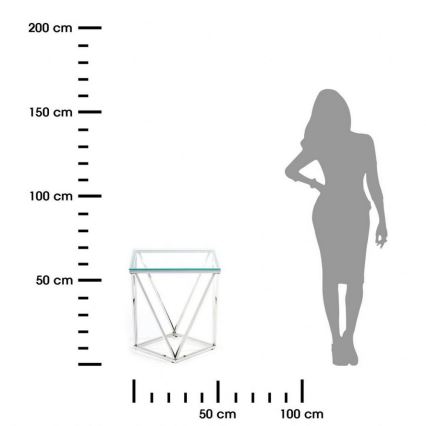 Koffie Tafel DIAMANTA 50x50 cm glanzend chroom/doorzichtig