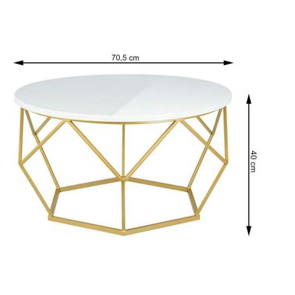 Koffie Tafel DIAMOND 40x70 cm goud/wit