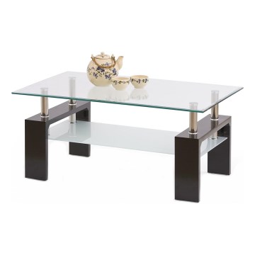 Koffie Tafel DIANA 45x100 cm wengé/doorzichtig