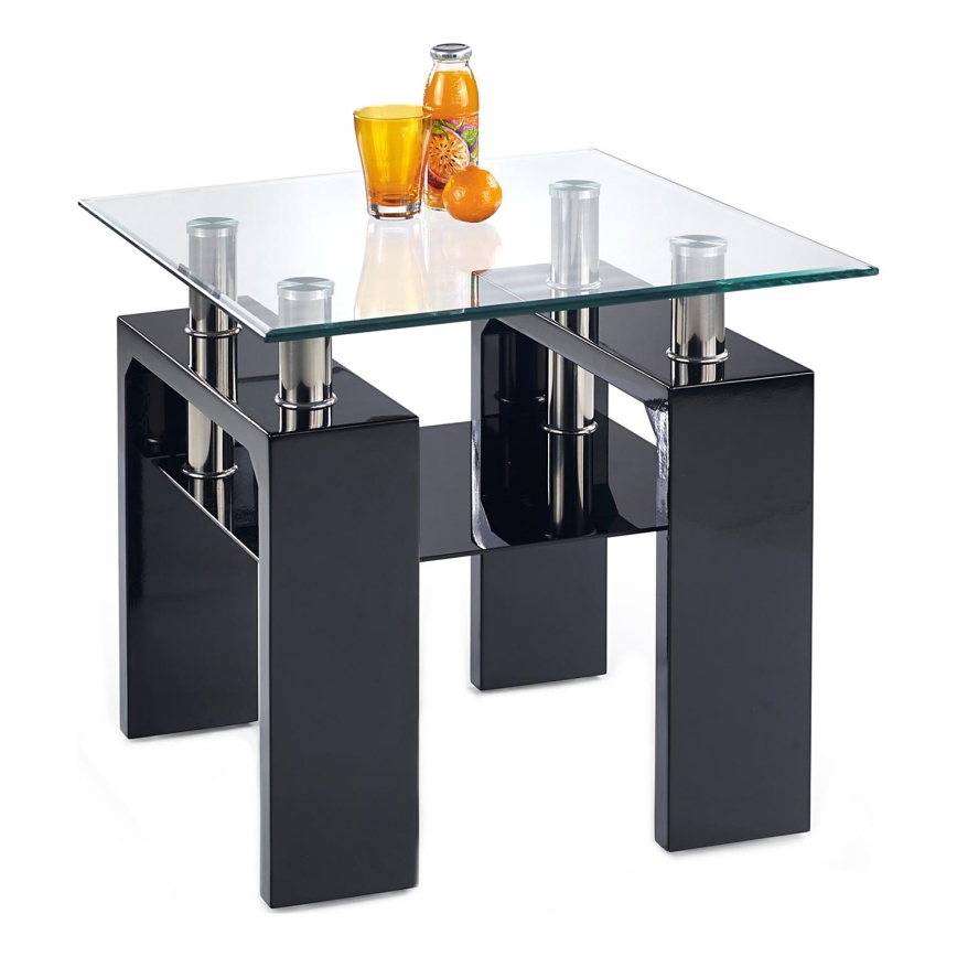 Koffie Tafel DIANA 55x60 cm zwart/doorzichtig