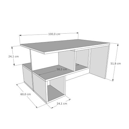 Koffie Tafel DILAY 52x100 cm bruin/wit