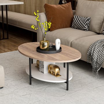 Koffie Tafel ELIS 36x90 cm eiken/wit
