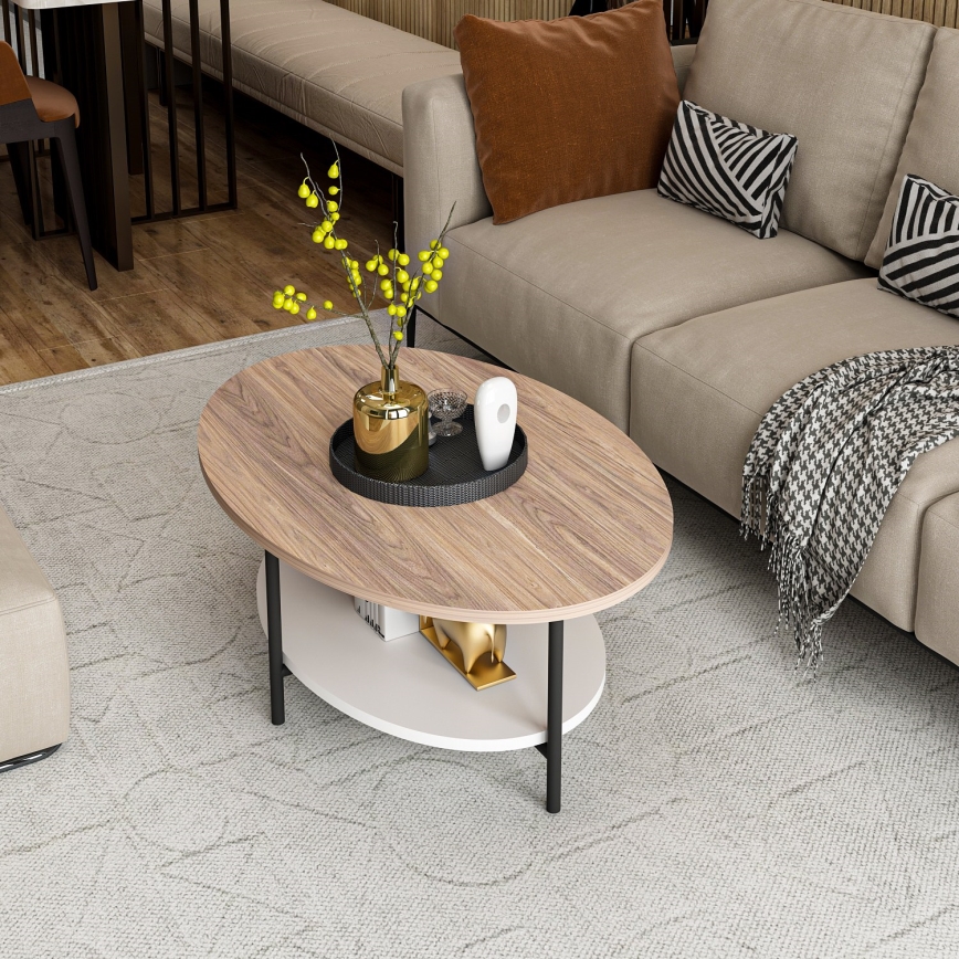 Koffie Tafel ELIS 36x90 cm eiken/wit