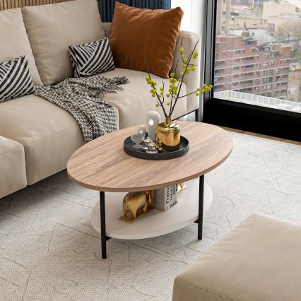 Koffie Tafel ELIS 36x90 cm eiken/wit