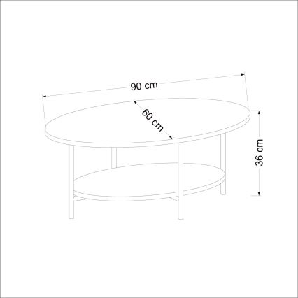 Koffie Tafel ELIS 36x90 cm eiken/wit