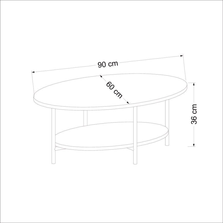 Koffie Tafel ELIS 36x90 cm eiken/wit