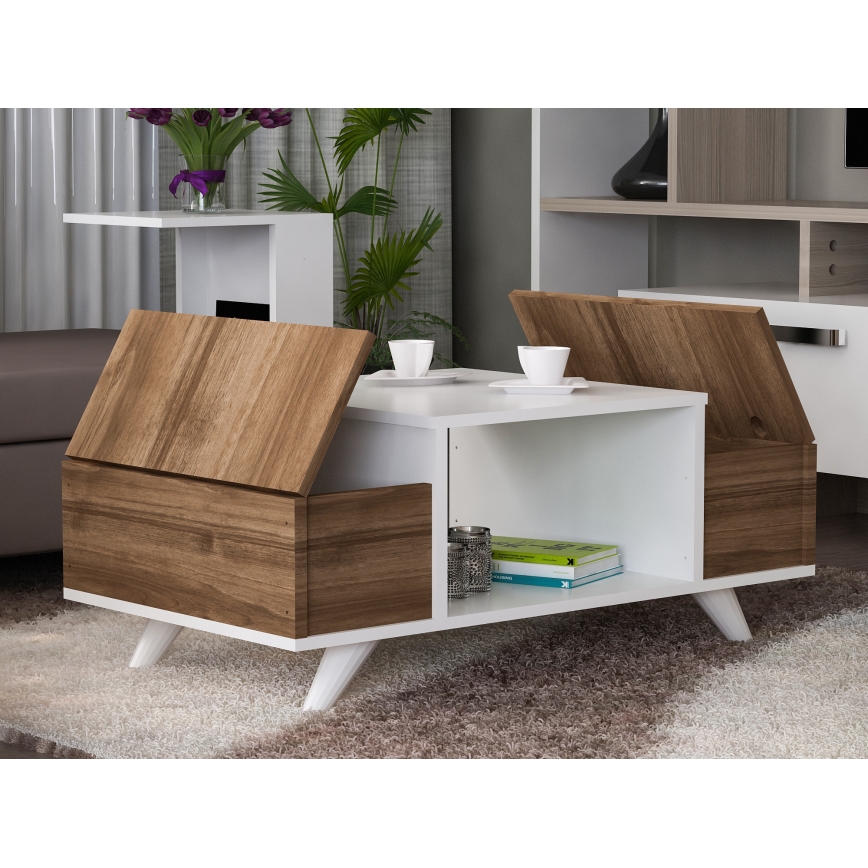 Koffie Tafel ERIBERTO 43,8x90 cm bruin/wit