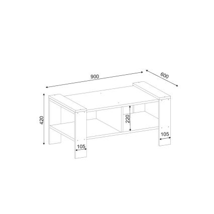 Koffie Tafel ERICA 42x90 cm wit/bruin