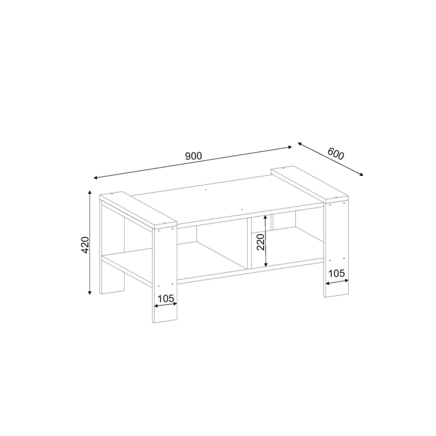 Koffie Tafel ERICA 42x90 cm wit/bruin