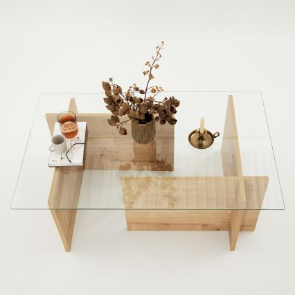 Koffie Tafel ESCAPE 40x105 cm bruin/doorzichtig