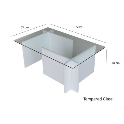 Koffie Tafel ESCAPE 40x105 cm wit/doorzichtig