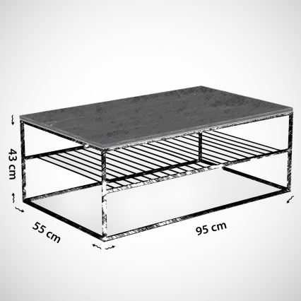 Koffie Tafel ETNA 43x95 cm wit/zwart