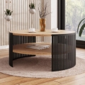 Koffie Tafel FIKOLI 40x75 cm zwart/goud eiken