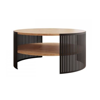 Koffie Tafel FIKOLI 40x75 cm zwart/goud eiken