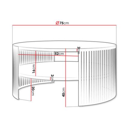 Koffie Tafel FIKOLI 40x75 cm zwart/goud eiken