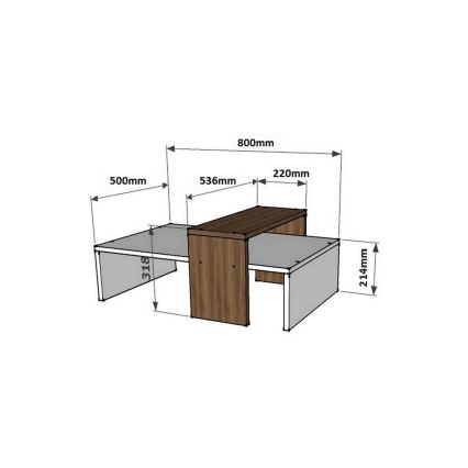 Koffie Tafel GLOW 32x80 cm wit/bruin