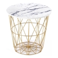 Koffie Tafel HARISSA 41x42 cm goud/wit marmeren decor