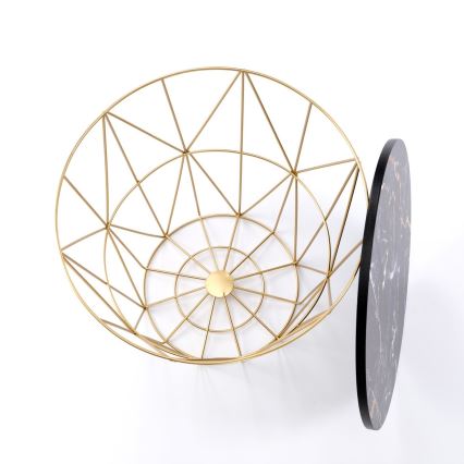Koffie Tafel HARISSA 41x42 cm goud/zwart marmeren decor