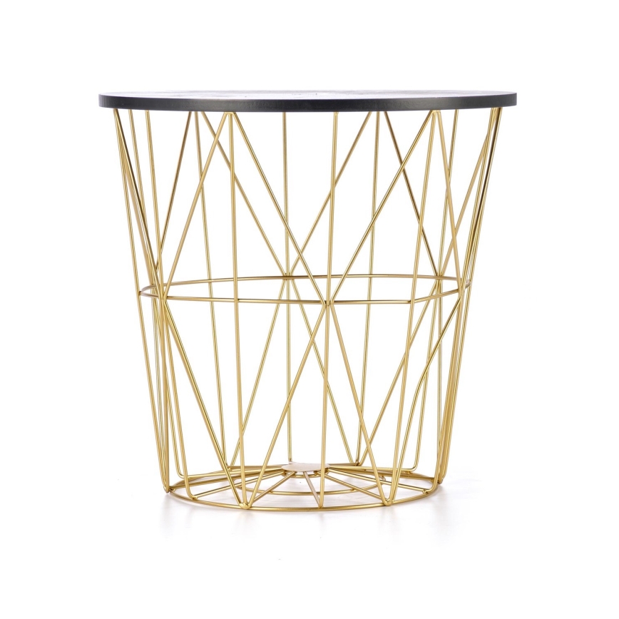 Koffie Tafel HARISSA 41x42 cm goud/zwart marmeren decor