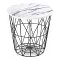 Koffie Tafel HARISSA 41x42 cm zwart/wit marmeren decor