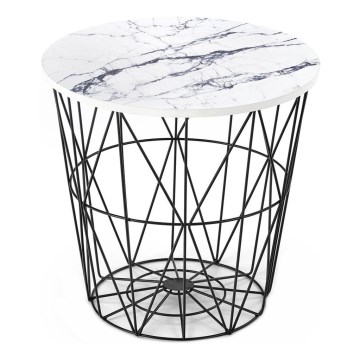 Koffie Tafel HARISSA 41x42 cm zwart/wit marmeren decor