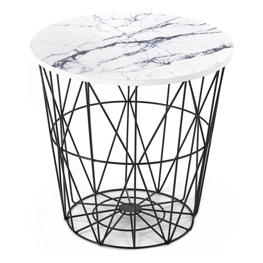 Koffie Tafel HARISSA 41x42 cm zwart/wit marmeren decor