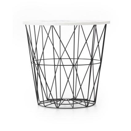 Koffie Tafel HARISSA 41x42 cm zwart/wit marmeren decor