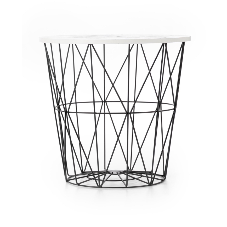 Koffie Tafel HARISSA 41x42 cm zwart/wit marmeren decor