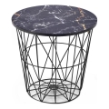 Koffie Tafel HARISSA 41x42 cm zwart/zwart marmeren decor
