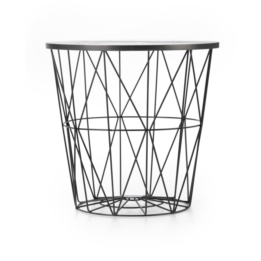 Koffie Tafel HARISSA 41x42 cm zwart/zwart marmeren decor
